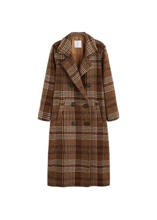 MANGO Checked recycled wool coat