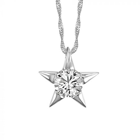 14KT White Gold Diamond Star Necklace PEN-DIA-3065