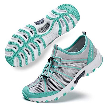 Amazon.com | ALEADER Water Hiking Shoes for Women, Outdoor, Camp, Kayaking, Wet/River Walking Sneakers Lt Gray/Aqua 9 B(M) US | Hiking Shoes