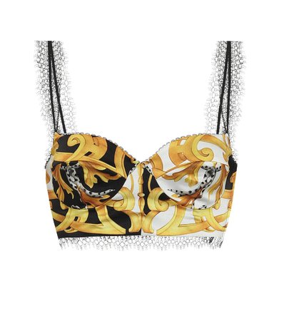 Bralette A Stampa Con Pizzo - Versace | Mytheresa