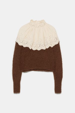 CONTRASTING EMBROIDERY SWEATER - View all-KNITWEAR-WOMAN | ZARA United States