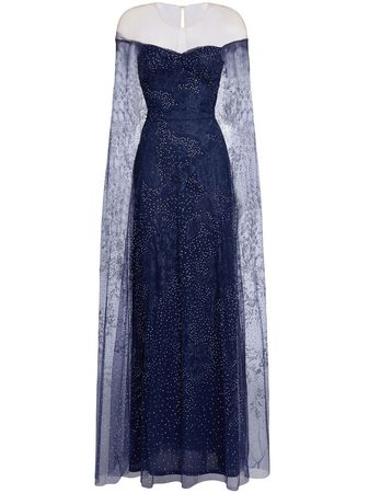 Marchesa Notte tulle-overlay Embellished Gown - Farfetch