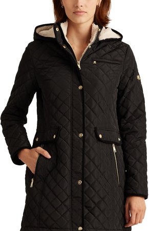 Quilted Coat with Faux Shearling Lining