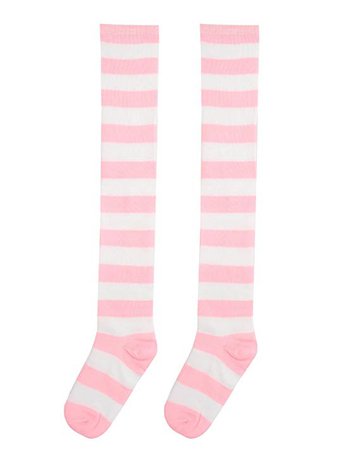 ZANZEA Womens Thigh High Socks Over the Knee Stocking Striped Tights Pink Medium at Amazon Women’s Clothing store