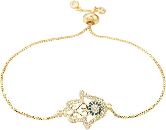 Amazon.com: Dainty 14K Real Gold Plated Bracelet for Women Men, Adjustable Gold Chain Link Evil Eye Hamsa Hand Paperclip Butterfly Charm Bracelets for Women Jewelry: Clothing, Shoes & Jewelry