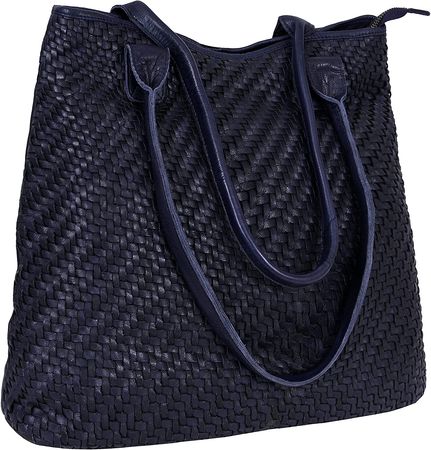 ANTONIO VALERIA Alice Blue Braided Washed Leather HandBag for Women: Handbags: Amazon.com