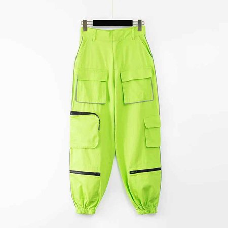 Women-sweat-pants-casual-baggy-trousers-cargo-high-waisted-pants-winter-women-korean-neon-green