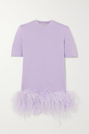 Purple Feather-trimmed cotton-jersey mini dress | The Attico | NET-A-PORTER