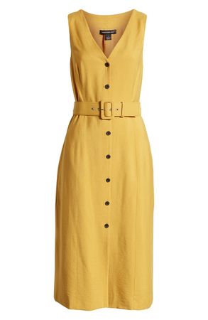 Something Navy Sleeveless Button-Up Midi Dress (Nordstrom Exclusive) yellow