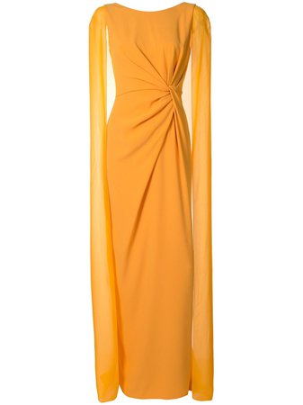 Shop orange Paule Ka tulle-sleeve gown with Express Delivery - Farfetch