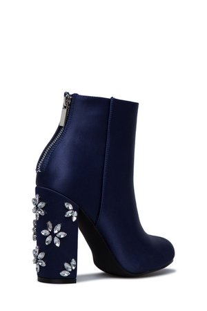 embroidered blue silk boots