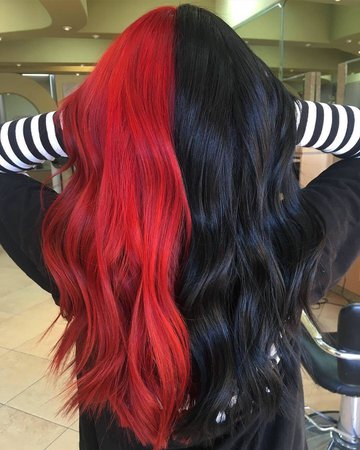red and black split dye