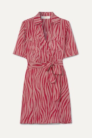 DIANE VON FURSTENBERGAlexa tiger-print cotton and silk-blend voile wrap mini dress