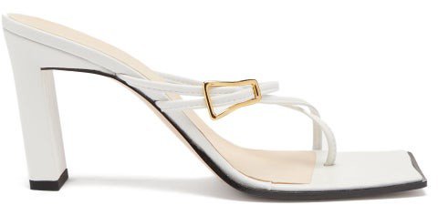 Buckled-strap Leather Sandals - White