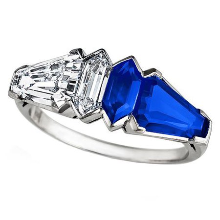 VINTAGE Art Deco ring sapphire diamond