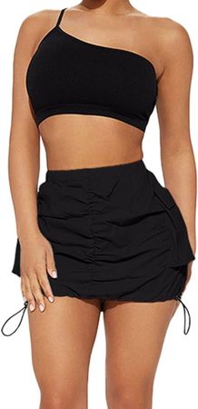 Amazon.com: Black Mini Skirt Y2k Elastic Waist Side Drawstring Summer Skirt with Pockets Cargo Skirts for Women : Clothing, Shoes & Jewelry