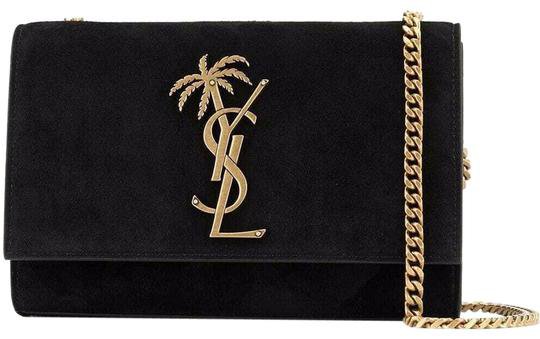 Saint Laurent Wallet on Chain Monogram Kate Ysl Monogram Small Gold Palm Tree Black Suede Leather Cross Body Bag - Tradesy