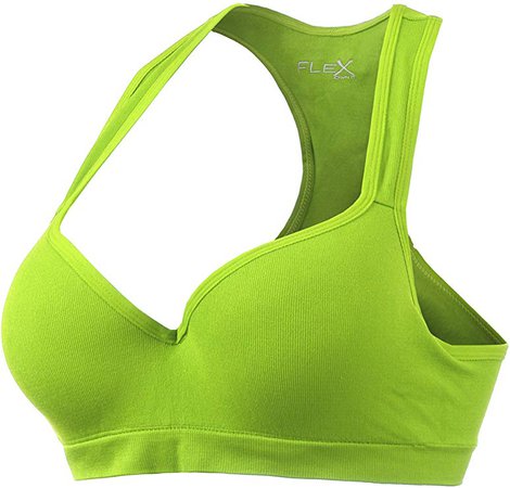 DOUBLDO Womens Workout Seamless Racerback Push Up Padded Sport Bra-S-Lime at Amazon Women’s Clothing store