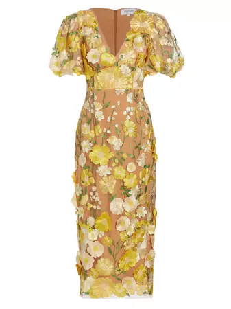 Shop Elliatt Indie Floral Puff-Sleeve Midi-Dress | Saks Fifth Avenue