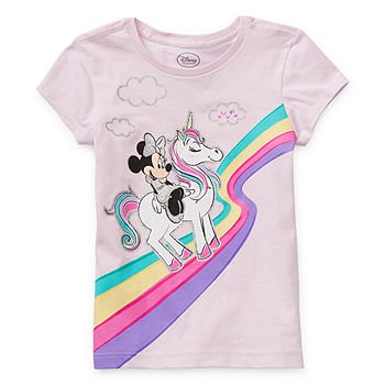 Disney Collection Little & Big Girls Crew Neck Minnie Mouse Short Sleeve Graphic T-Shirt, Color: Pink - JCPenney