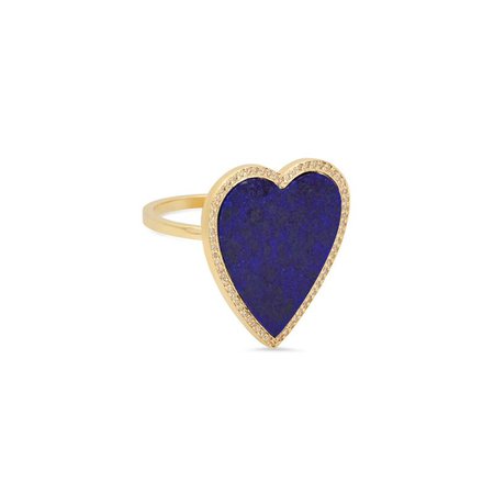 Jennifer Meyer | Lapis Inlay Heart Ring with Diamonds