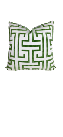 green and white geometric pillow