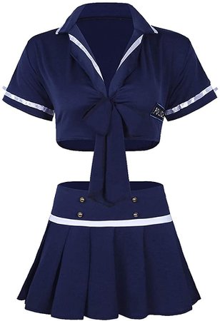 Amazon.com: CHICTRY 2 Piece Women Sailor Suit Belt Tie Japanese Uniform Cosplay Costume Navy Blue One Size: Clothing