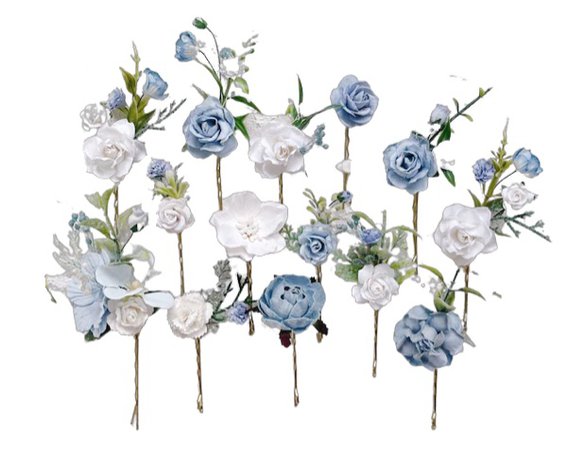 Flower Hair pins, Blue flower hair pins, Set of Dusty blue flower hair clip, Dusky blue Wedding hair pieces for bridesmaid