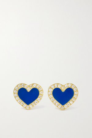 Gold Extra Small Heart 18-karat gold, lapis lazuli and diamond earrings | Jennifer Meyer | NET-A-PORTER