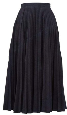 Pleated Denim Skirt - Womens - Denim