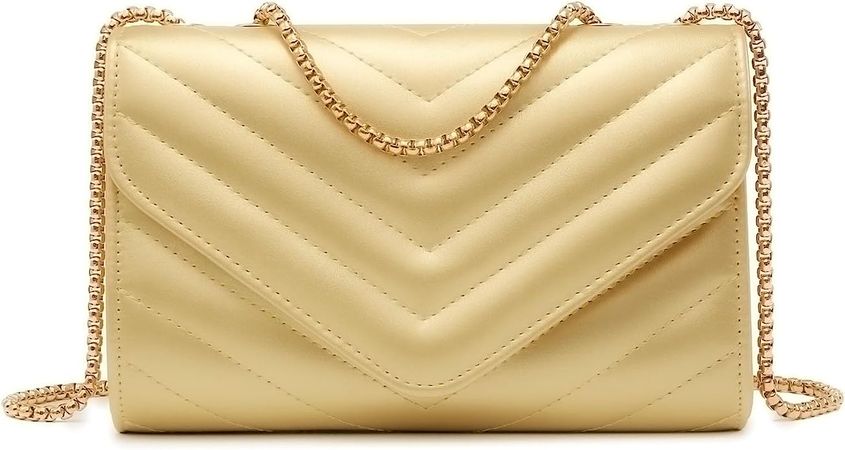 Dasein Women Small Quilted Crossbody Bags Stylish Designer Evening Bag Clutch Purses and Handbags with Chain Shoulder Strap (Gold): Handbags: Amazon.com