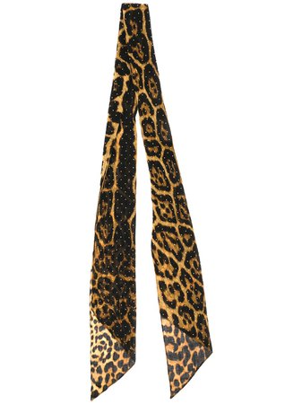 Black & brown Saint Laurent leopard-print studded scarf - Farfetch