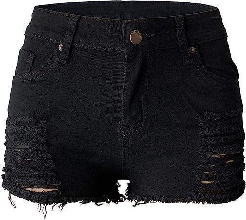 Aodrusa Womens Ripped Denim Shorts Mid Rise Body Enhancing Curvy Cutoff Distressed Jeans at Amazon Women’s Clothing store