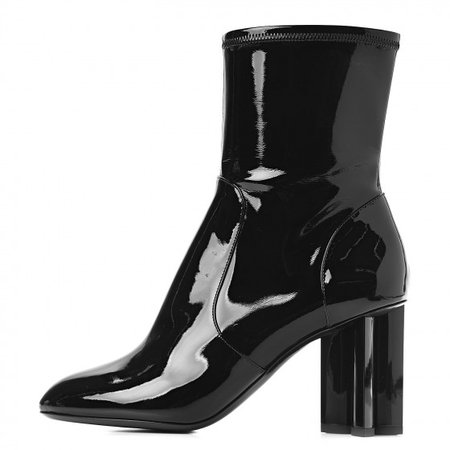 LOUIS VUITTON Patent Silhouette Ankle Boots 39 Black 443674