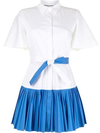Shop blue & white Alexis short-sleeved pleated shirt dress with Express Delivery - Farfetch