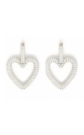 Crystal Heart Shape Brass Earrings By Mach & Mach | Moda Operandi