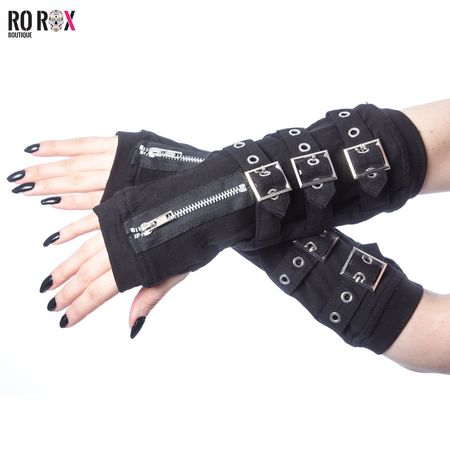 Poizen Industries Omega Arm Warmers Emo Punk Gothic Buckle Fingerless Gloves | eBay