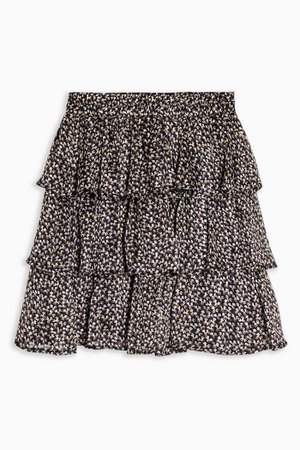 Navy Floral Print Metallic Thread Rara Skirt | Topshop