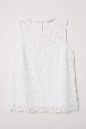 Sleeveless Lace Top - White