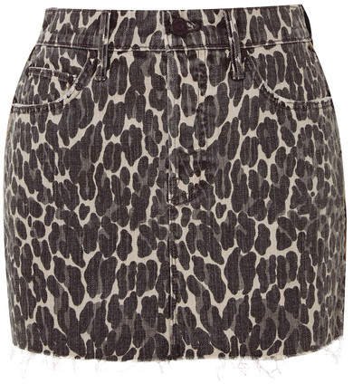 The Vagabond Distressed Leopard-print Denim Mini Skirt - Leopard print