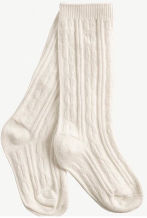 white cable knit socks