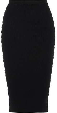 Embellished Ribbed-knit Midi Pencil Skirt