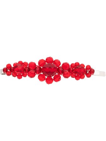 Simone Rocha Red Large Floral Bead Embellished Hair Clip
