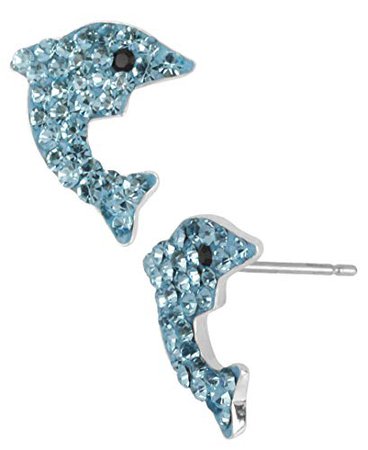 Betsey Johnson Pave Dolphin Stud Earrings, Blue, One Size: Amazon.ca: Jewelry