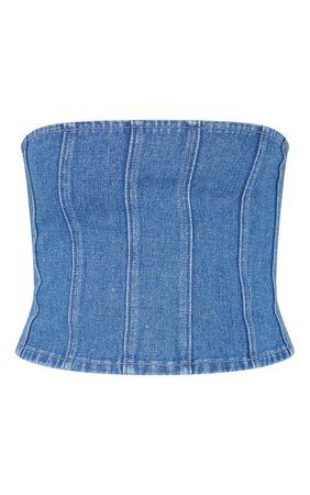 Mid Wash Seam Detailed Denim Corset Top - Corset Tops - Corset - Shop By.. | PrettyLittleThing USA