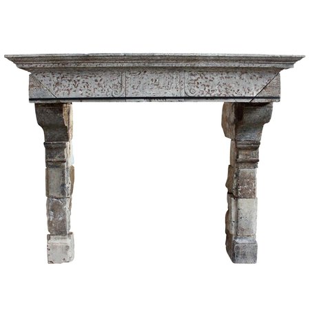 17th Century Grand French Rustic Limestone Antique Fireplace Surround For Sale at 1stDibs