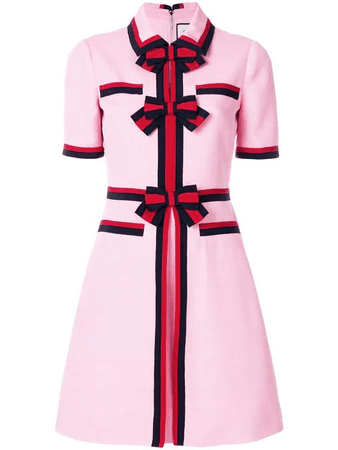 Shop Gucci Bow Detailed Dress In Pink