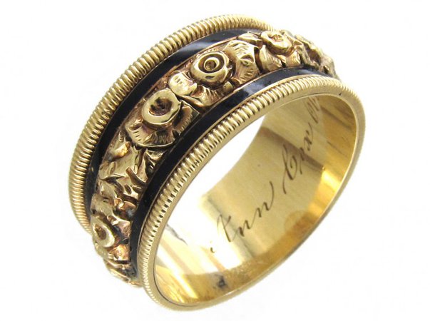 Georgian 18ct Gold & Enamel Mourning Ring - The Antique Jewellery Company