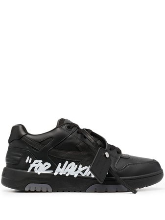 Off-White logo print leather sneakers black OMIA189S21LEA0041001 - Farfetch