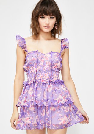 Purple Flowy Floral Layered Mini Dress | Dolls Kill